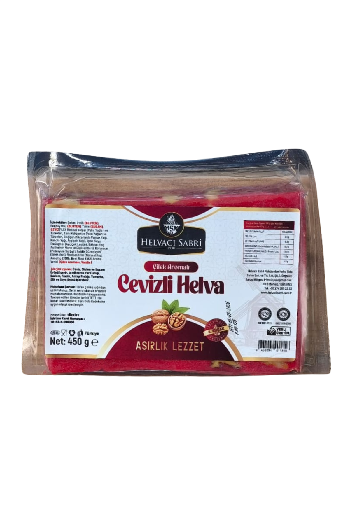 Helvacı Sabri Çilek Aromalı Cevizli Helva